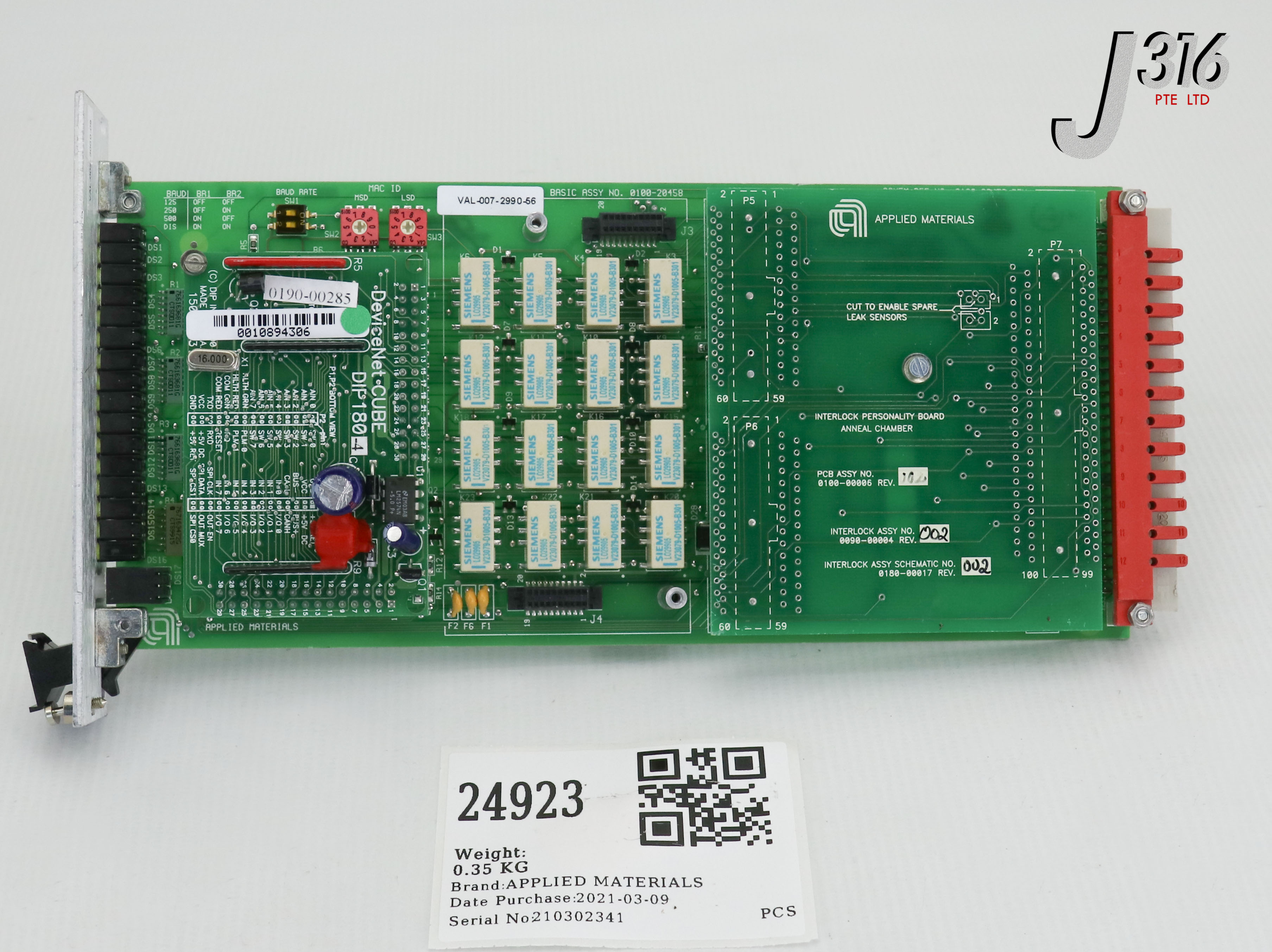 24923 APPLIED MATERIALS PCB, ANNEAL INTLK, 0100-00006, 0090-00004
